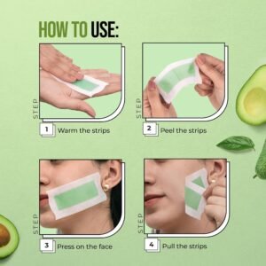 Hilary Rhoda Women One Go Facial Wax Strips | Avocado Oil Extract | Ready-to-Use for Upper Lip, Chin & Cheeks | Hair Removal Strips with 2 Wipes | Painless, Quick & Gentle Waxing | 20 Strips