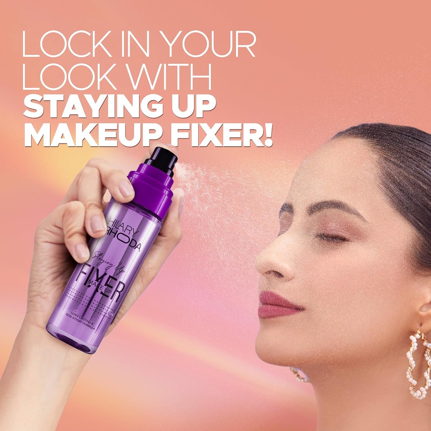 Hilary Rhoda Staying Up Makeup Fixer Spray | Long-Lasting Setting Spray with Niacinamide | Smudge-Proof, Waterproof & Hydrating Formula | Non-Sticky Finish | 105ml - Image 3