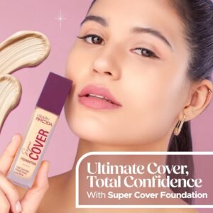 Hilary Rhoda Super Cover Foundation | Blemish Free | High Coverage & Waterproof Foundation | 24-Hour Stay & Non-Sticky Formula | Matte Finish | Blends Flawlessly | 30g (Fair Ivory| Shade 02)