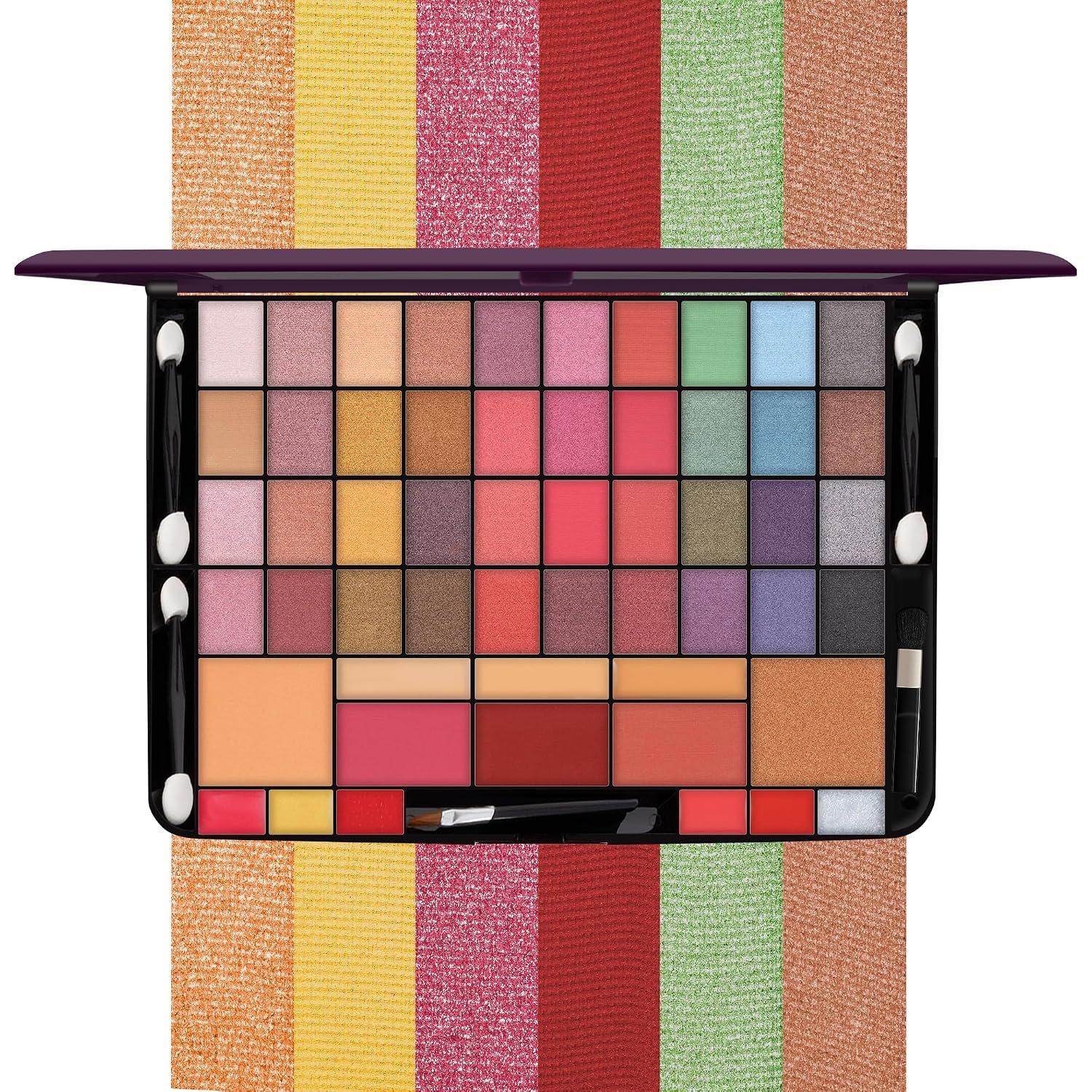 Hilary Rhoda Professional Makeup Kit | 40 Eyeshadows | Highlighter | Face Powder | 3 Contour & 3 Blushes | 6 Lip Glosses | Makeup Kit for Women | Highly Pigmented | 4 Brushes - 74g (Multicolor Shade-1) - Image 7